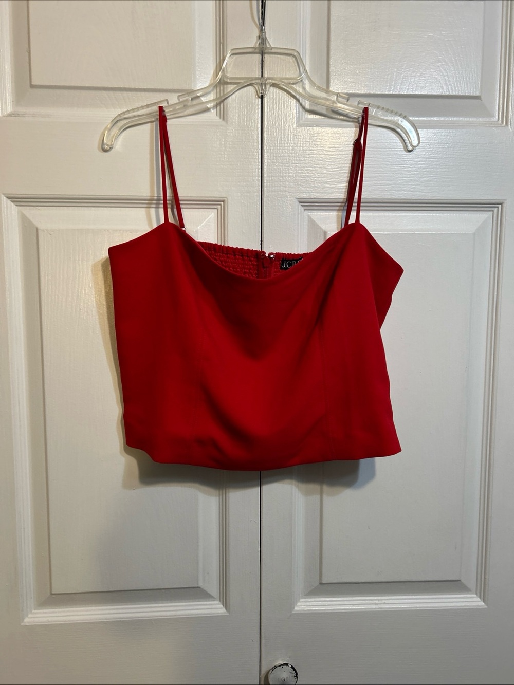 NWT J.Crew Sweetheart Bustier Top Drapey Crepe Size 14 Cropped Red Shirred